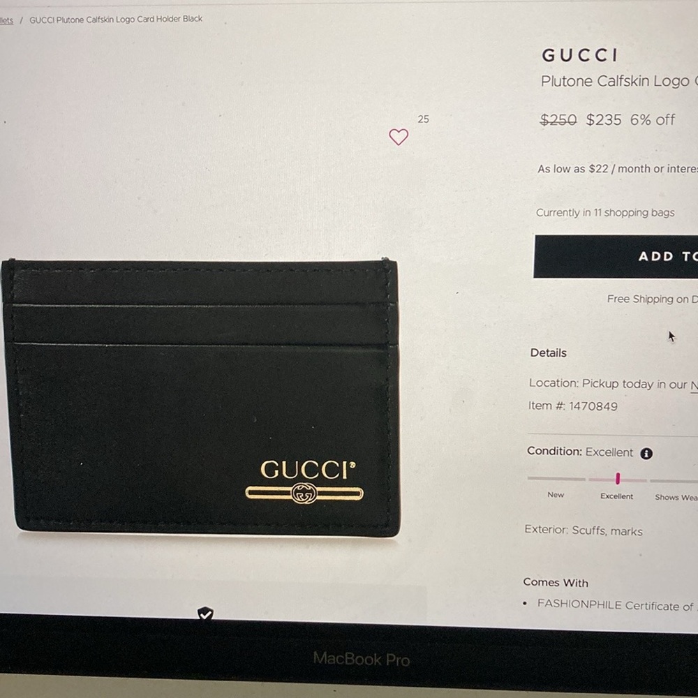 ๐ BNEW Gucci Plutone Calfskin Leather Card Holder - Picture 5 of 5
